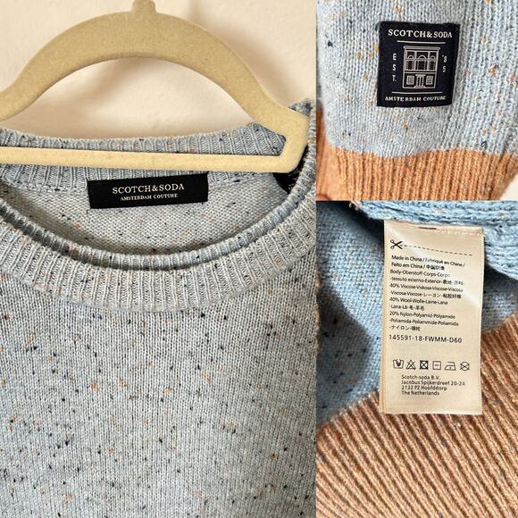 Scotch & Soda Men’s Blue Speckled Crewneck Sweater – Size XL - Picture 4 of 4